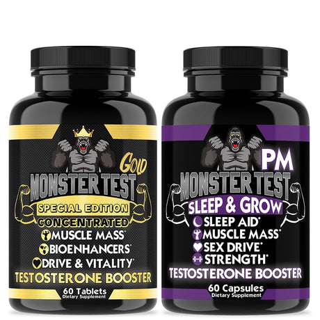 Monster Test Gold Special Edition Concentrated Testosterone Booster and Monster PM Sleep Aid (2-Pack)