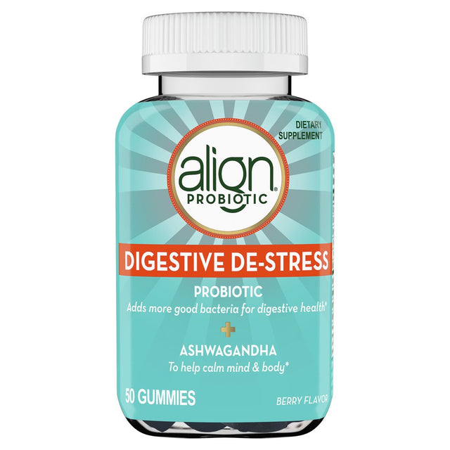 Align Probiotic Gummies, Digestive De-Stress & Ashwagandha, Dietary Supplement, Unisex, 50 Count