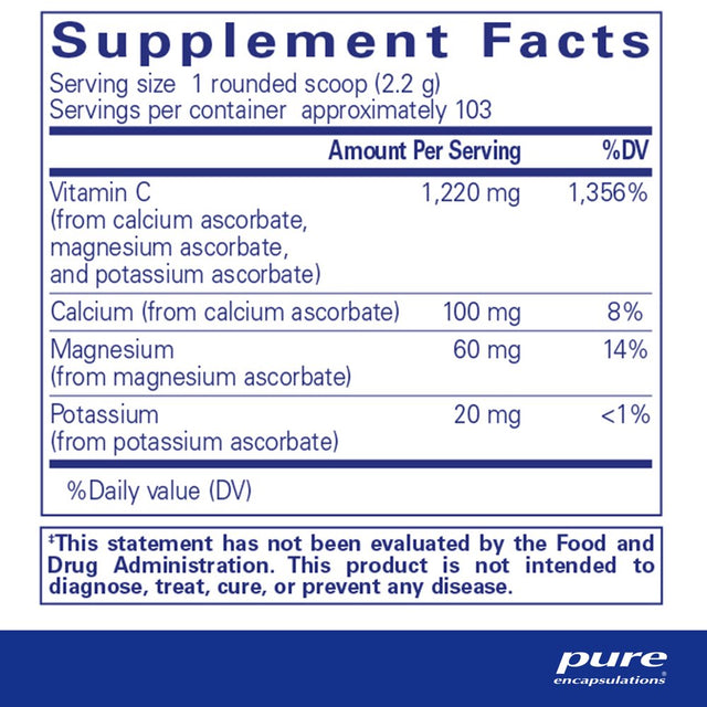 Pure Encapsulations Buffered Ascorbic Acid Powder | Vitamin C Supplement for Sensitive Individuals | 8 Ounces