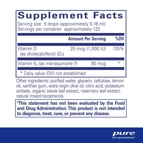 Pure Encapsulations Emulsisorb K2/D3 Liquid | Enhanced-Absorption Emulsified Vitamin K2 and Vitamin D3 for Vascular Health Support | 0.7 Fl Oz