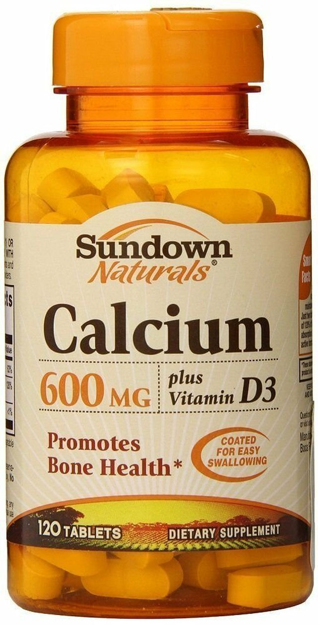 Sundown Naturals Calcium 600Mg + Vitamin D3, Promotes Bone Health, 120 Ct