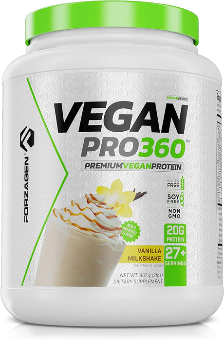 Forzagen Vegan Protein 360 2 Lbs 27 Servings, Plant Based Protein Extracted from Quinoa, Brown Rice and Pea Isolate Protein, Dairy, Soy and Gluten Free, Nom GMO (Vanilla Milkshake)