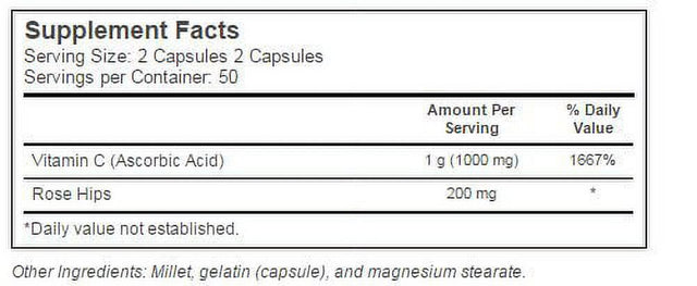 Nature'S Way Vitamin C-500 with Rose Hips 500 Mg - 100 Capsules