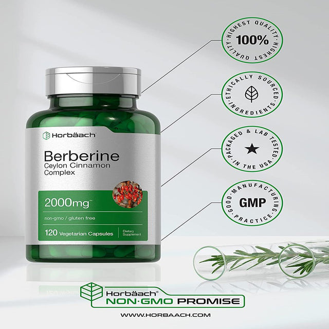 Berberine plus Ceylon Cinnamon | 2000Mg | 120 Capsules | by Horbaach