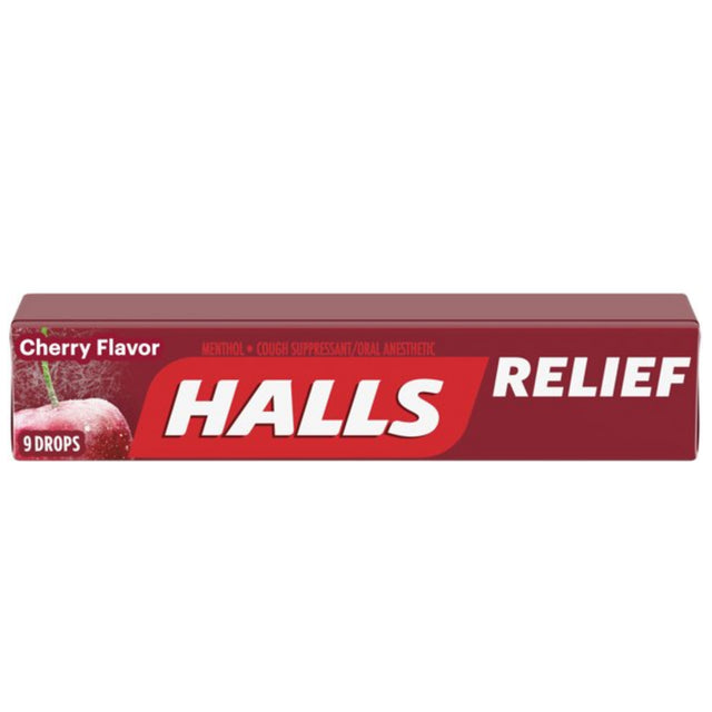 HALLS Relief Cherry Cough Drops, 20 Packs of 9 Drops (180 Total Drops)