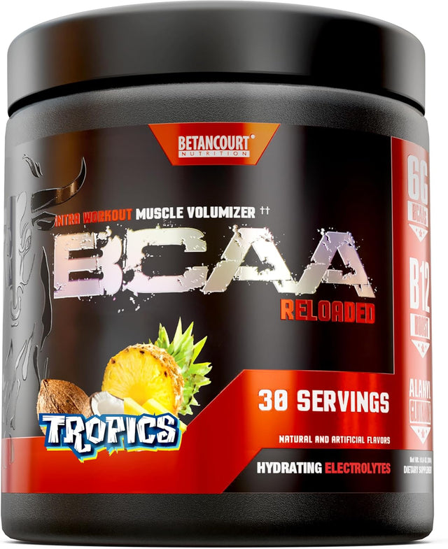 Betancourt Nutrition BCAA Reloaded Intra Workout Muscle Volumizer | Hydrating Electrolytes | Muscle Growth & Recovery | 30 Servings (Tropics)