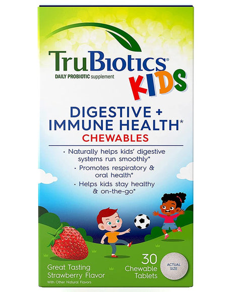 Trubiotics Kids, Digestive + Immune Health Chewables, Strawberry, 30 Chewable Tablets