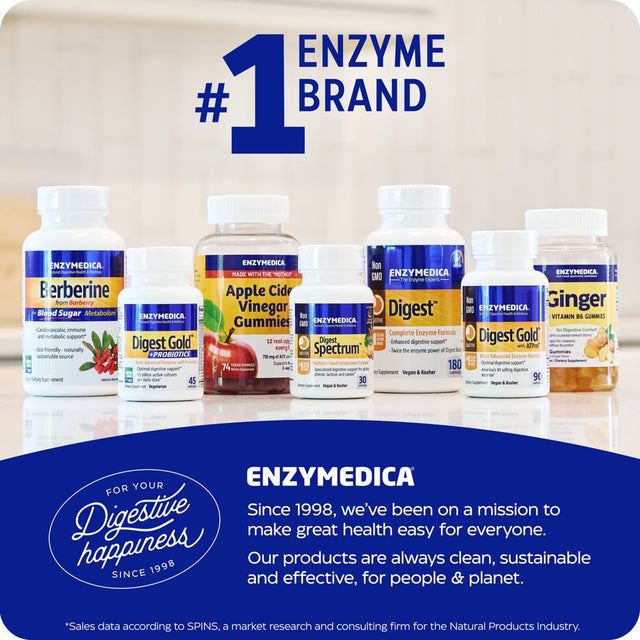 Enzymedica Digest Gold + Probiotics, 2-In-1 Formula for Gut Health, Digestive Enzymes & 1.5 Billion Active Probiotic Cultures, 45 Count