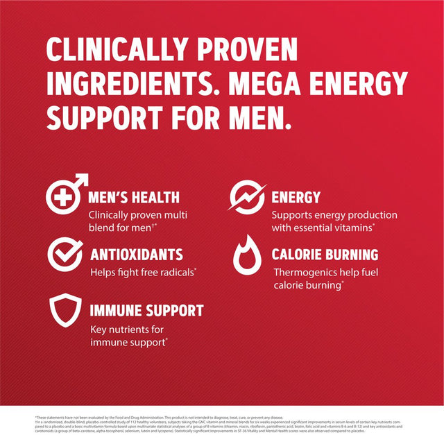 GNC Mega Men Energy & Metabolism Multivitamin | Increased Energy, Metabolism, Antioxidants, and Calorie Burning | 180 Count