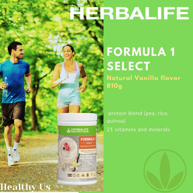 HERBALIFE Formula 1 Select: Nutritional Shake Mix - Natural Vanilla Flavor 810G, Nutrient Dense Healthy Meal or Snack, High Protein, No Artificial Flavor or Sweeteners, NON-GM, Gluten Free, Certified Vegetarian