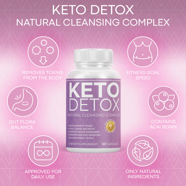 Acoola Keto Detox Pills Advanced Cleansing Extract – Natural Acai Colon Cleanser Formula Using Ketosis & Ketogenic Diet, Flush Toxins & Excess Waste, for Men Women, 60 Capsules