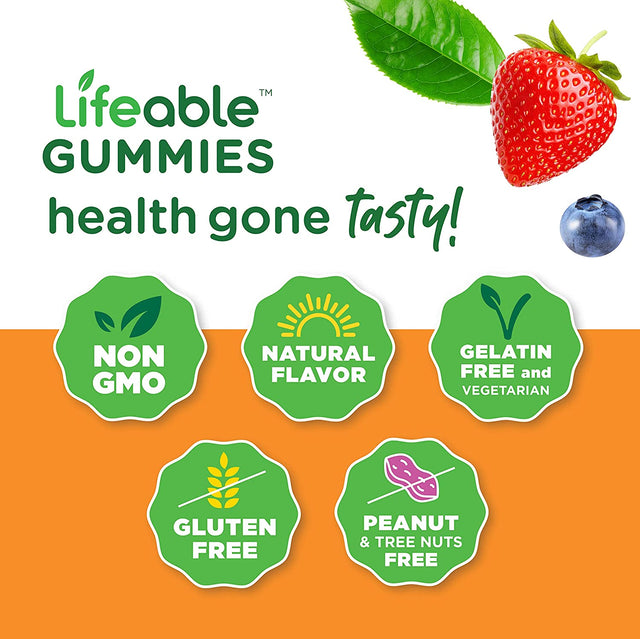 Lifeable Prebiotic Fiber Supplement Gummies for Kids - 5G - Great Tasting Natural Flavored Gummy - Gluten Free, Vegetarian, GMO Free Chewable - for Children, Teen, Toddler - 90 Gummies - 45 Doses