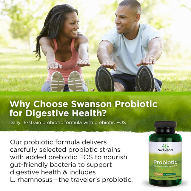 Swanson Probiotic for Digestive Health 20 Billion Cfu 60 Veg Caps 2 Pack