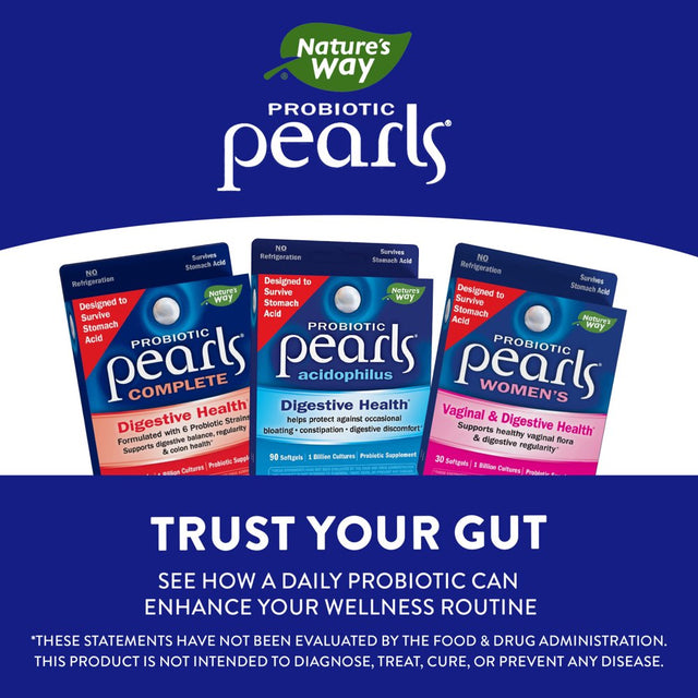 Nature’S Way Probiotic Pearls Acidophilus, Digestive Health*, 1 Billion Live Cultures, No Refrigeration Required, 90 Softgels