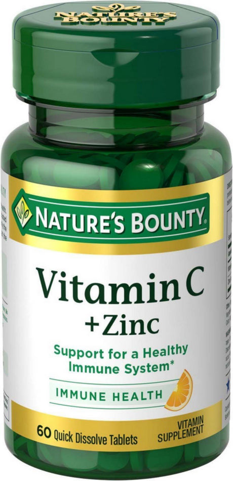 Nature'S Bounty Vitamin C + Zinc Quick Dissolve Tablets 60 Ea (Pack of 2)