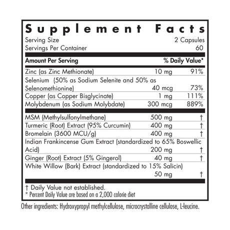 Allergy Research Group - Inflamed - Joint Support, Athletes - Curcumin, Ginger, MSM - 120 Vegetarian Capsules