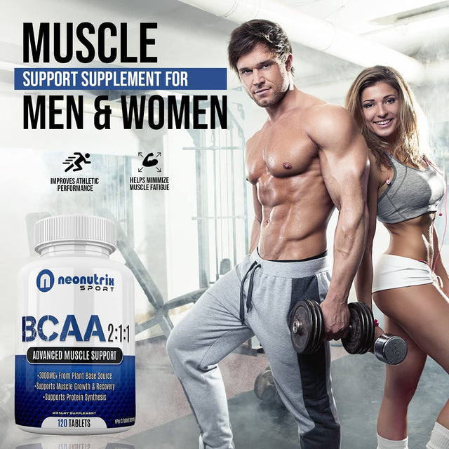 BCAA 2:1:1 Branched Chain Amino Acids Capsules for Muscle Recovery, Energy & Endurance – Vegan Pre & Post Workout Supplement with L-Leucine, L-Isoleucine & L-Valine 120 Tablets by Neonutrix Sports