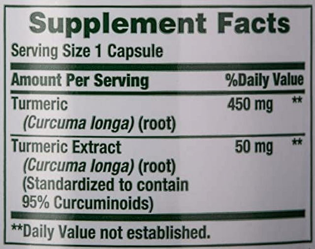 Nature'S Bounty Turmeric Curcumin Caps, 60 Ct, Green (15417)