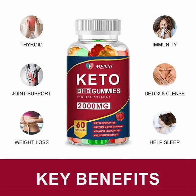 Keto ACV BHB Gummies 2000Mg for Fat Burn Weight Loss Detox Keto Diet Pills 60 Gummy