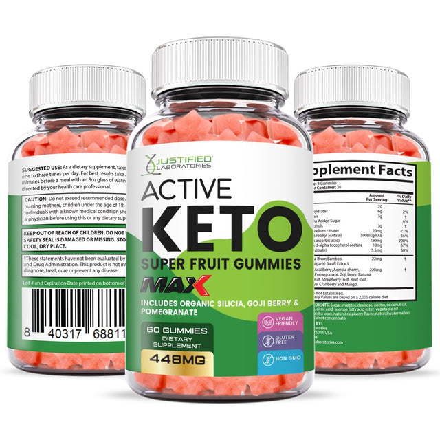 (3 Pack) Active Keto Max Gummies Dietary Supplement 180 Gummys