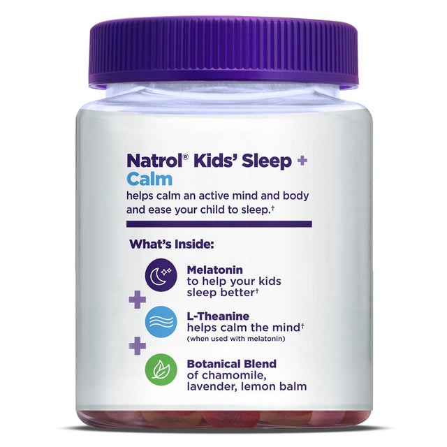 Natrol Kids Sleep+ Calm, Sleep Aid Supplement, Ages 4 and Up, Drug-Free, Berry, 60 Count