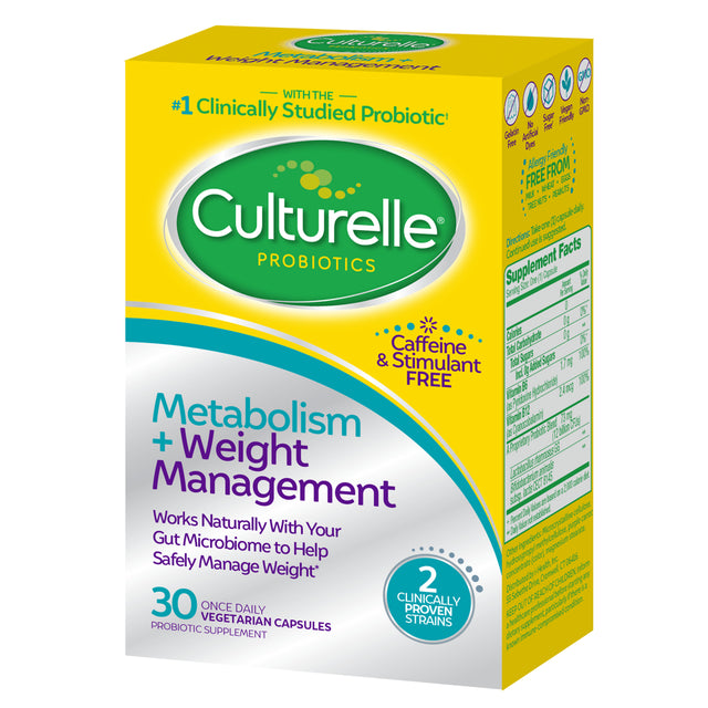 Culturelle Daily Metabolism and Weight Management Probiotic Capsules, Caffeine-Free, 30 Count