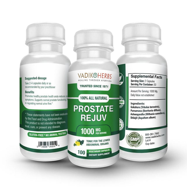 Certified Organic Vadik Herbs Prostate Rejuv Herbal Dietary Supplement | Promotes Healthy Prostate Health and Reduces Related Symptoms, Supports Normal Prostate Functioning