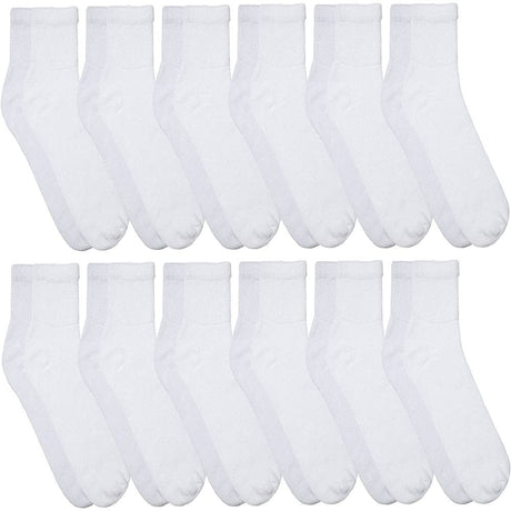 Yacht & Smith Value Pack of Diabetic Nephropathy and Edema Ankle Socks for Men and Women, Ring Spun Cotton (White - 12 Pairs, 10-13)