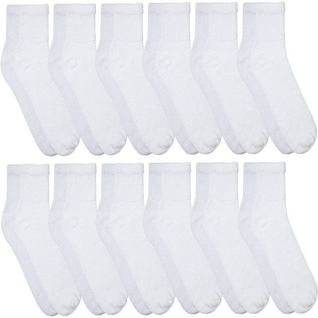 Yacht & Smith Value Pack of Diabetic Nephropathy and Edema Ankle Socks for Men and Women, Ring Spun Cotton (White - 12 Pairs, 10-13)