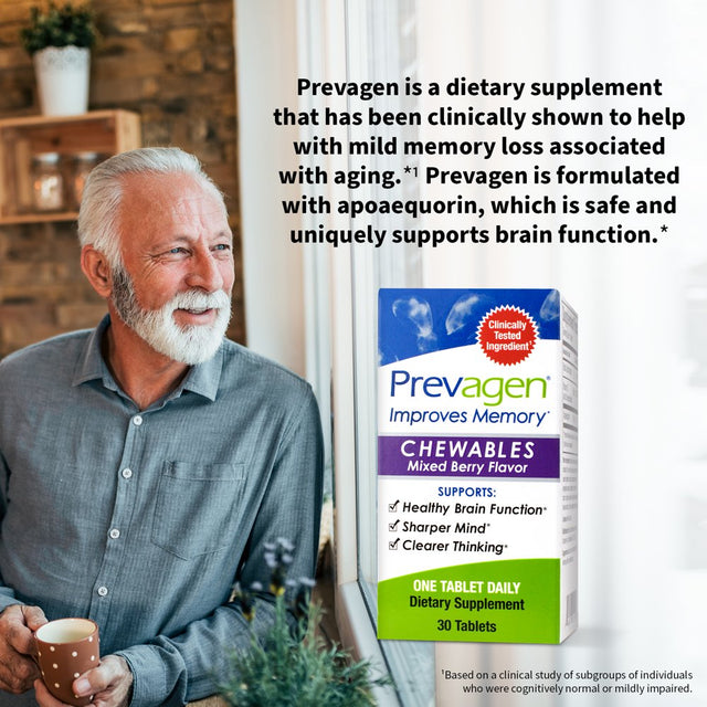 Prevagen Improves Memory - Regular Strength 10Mg, 30 Chewables |Mixed Berry-3 Pack| with Apoaequorin & Vitamin D | Brain Supplement for Better Brain Health, Supports Healthy Brain Function and Clarity