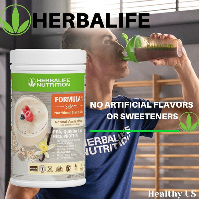 HERBALIFE Formula 1 Select: Nutritional Shake Mix - Natural Vanilla Flavor 810G, Nutrient Dense Healthy Meal or Snack, High Protein, No Artificial Flavor or Sweeteners, NON-GM, Gluten Free, Certified Vegetarian