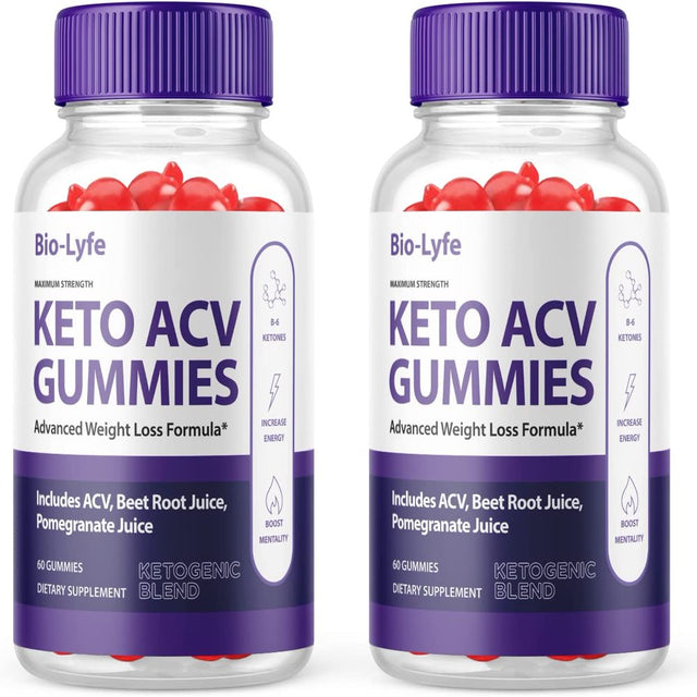 (2 Pack) Biolyfe Keto ACV Gummies - Energy & Focus Boosting Dietary Supplements for Weight Management & Metabolism - Fat Burn - 120 Gummies