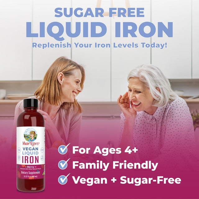 Maryruth Organics | Liquid Iron Supplement for Women Men & Kids | Iron Deficiency, Immune Support | Sugar Free, Vegan, Non-Gmo | 15.22 Fl Oz / 450Ml