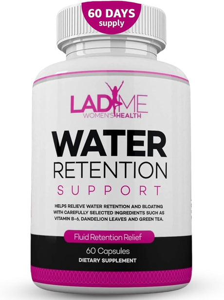 Water Retention Pills for Women Bloating Relief with Vitamin B6, Dandelion & Green Tea Natural Diuretic for Water Draining, Bloating & Swelling Detox Capsules - 60 Caps (2 Months Supply) - by Ladyme