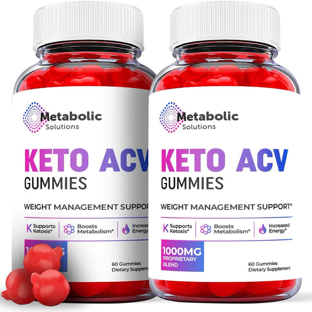 (2 Pack) Metabolic Solutions Keto ACV Gummies - Apple Cider Vinegar Supplement for Weight Loss - Energy & Focus Boosting Dietary Supplements for Weight Management & Metabolism - Fat Burn - 120 Gummies