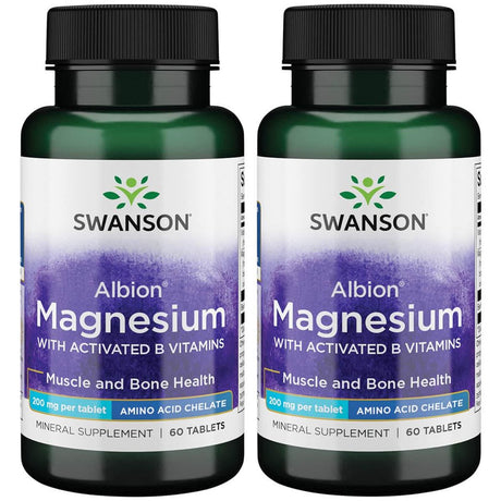 Swanson Albion Magnesium Glycinate with Activated B Vitamins 2 Pack