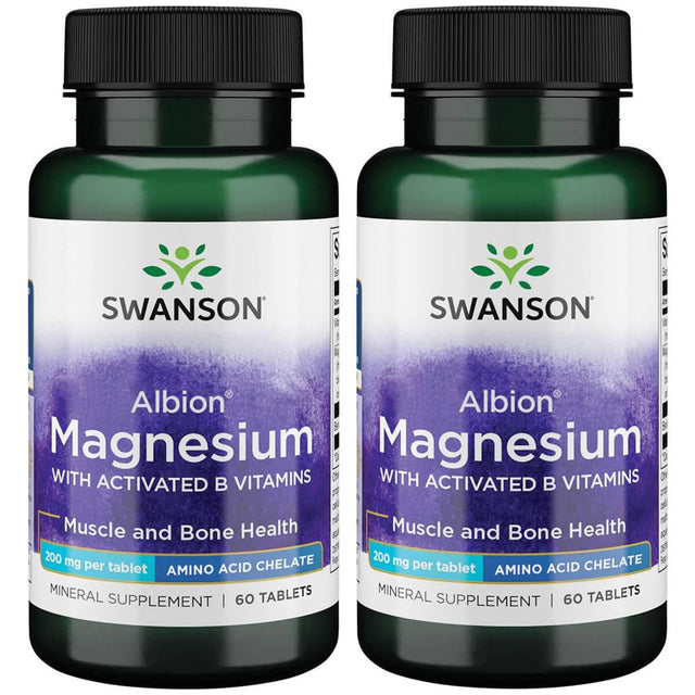 Swanson Albion Magnesium Glycinate with Activated B Vitamins 2 Pack