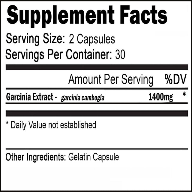 VH Nutrition Garcinia Cambogia Supplement 1400Mg - Natural Weight Loss Pills, 60% HCA Extract, Appetite Suppressant, Fat Burner & Metabolism Booster - 60 Capsules