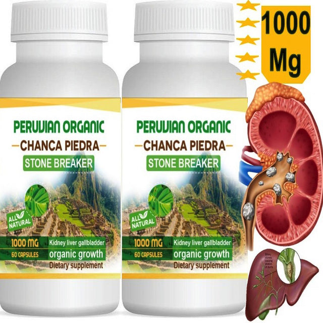 Chanca Piedra Stone Breaker Kidney Liver Gallbladder Organic Growth 1000 Mg 60 Capsules 2 Pack