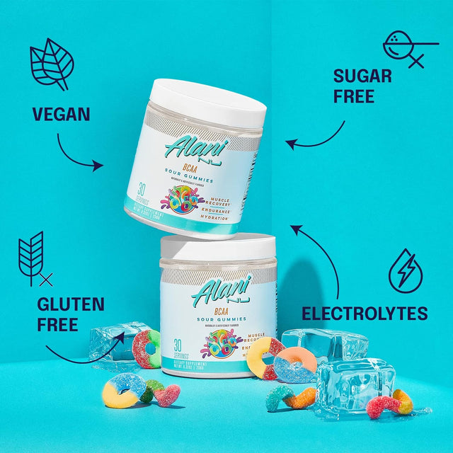 Alani Nu BCAA SOUR GUMMIES | Branch Chain Essential Amino Acids | 2:1:1 Formula | Supplement Powder | Muscle Recovery Vitamins for Post-Workout | 30 Servings