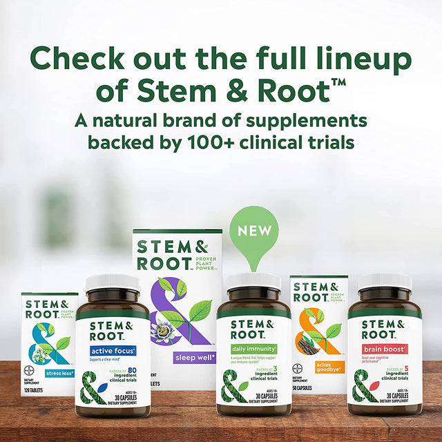 Stem & Root Active Focus Herbal Supplements with Caffeine, L-Theanine, & Ginseng to Support a Clear Mind, Improve Attention, Concentration, & Focus Capsules - 30 Ct