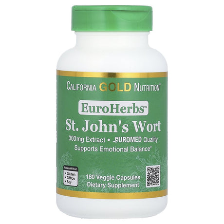 California Gold Nutrition Euroherbs, St. John'S Wort, Euromed Quality, 300 Mg, 180 Veggie Capsules