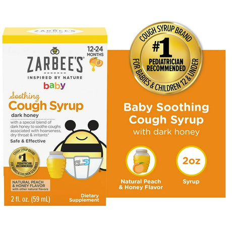 Zarbee'S Baby Soothing Cough Syrup, Natural Peach & Honey Flavor, 2 Fluid OZ, 1 Pack *EN