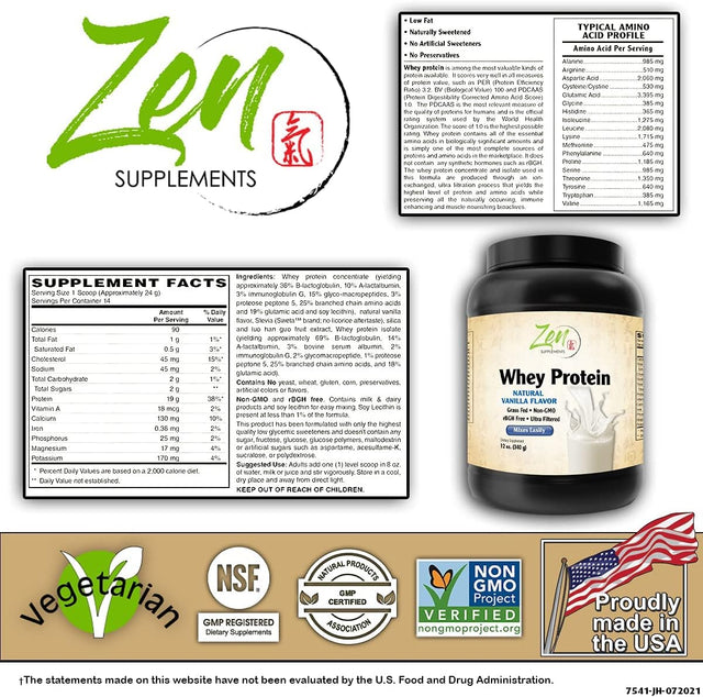 Whey Protein 19G per Serving Keto Friendly - Vanilla 12 Oz-Powder