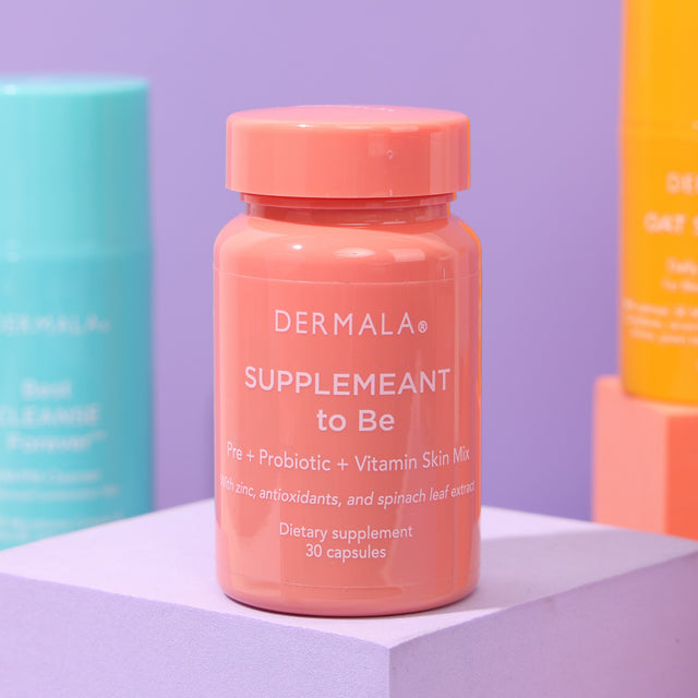 Dermala #FOBO SUPPLEMEANT to Be, Acne Pills with Zinc, Prebiotics, Probiotics & Vitamin | Get Clear, Acne-Free, Radiant Skin through Balancing Your Gut