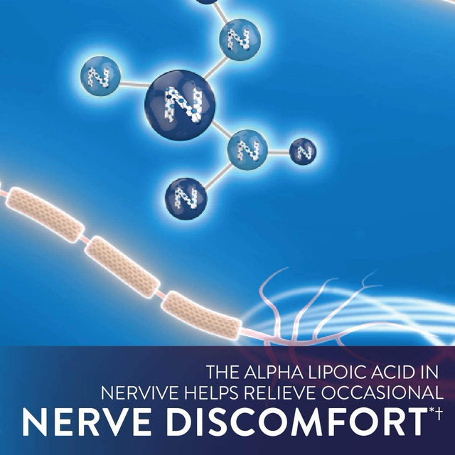 Nervive Nerve Relief PM for Nerve Aches Weakness Discomfort in Fingers Toes Hands Feet Alpha Lipoic Acid ALA Vitamin B1 Vitamin B6 Melatonin Chamomile Lavender 30Day Tablet Supply, 30 Count