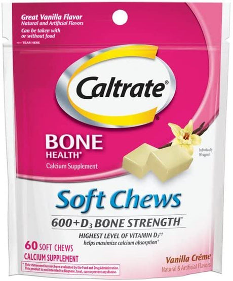 Caltrate Calcium Vitamin D Soft Chew, Vanilla Crme & Choclate Truffle Pack, 120 Count Each