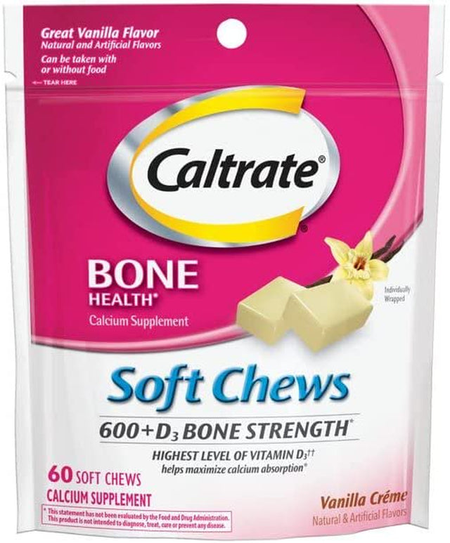 Caltrate Calcium Vitamin D Soft Chew, Vanilla Crã¨Me & Choclate Truffle Pack, 120 Count Each - Pack of 2