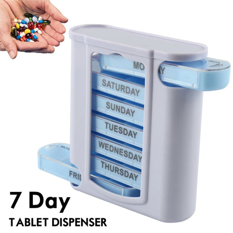 Willstar Stackable Daily Pill Organizer Case Weekly Pill Medicine Reminder Box Folding Sort Pill Box Container with 7 Individual Stacking Cases 4 Times a Day 7 Day Pill Storage Dispenser