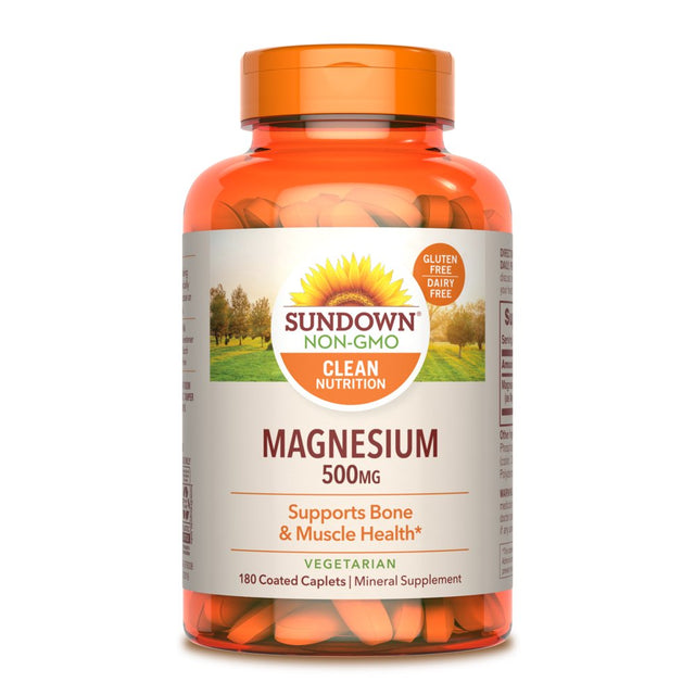 Sundown Magnesium 500Mg, Supports Bone and Muscle Health, 180 Coated Caplets, 6 Month Supply